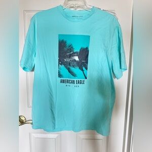 American Eagle Outfitters Men's Aqua Palm Graphic Tee